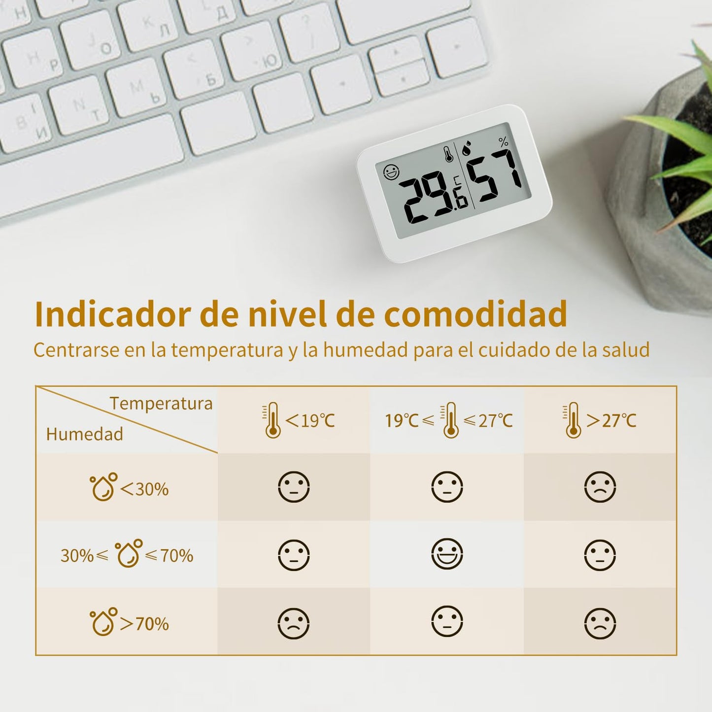 DOOMAY 2-Pack Mini Hygrometer Indoor Thermometer, Humidity Gauge with ℃/℉ Switch, Humidity Meter Digital Temperature Monitor for Greenhouse Babyroom Cellar Reptile Incubator Closet
