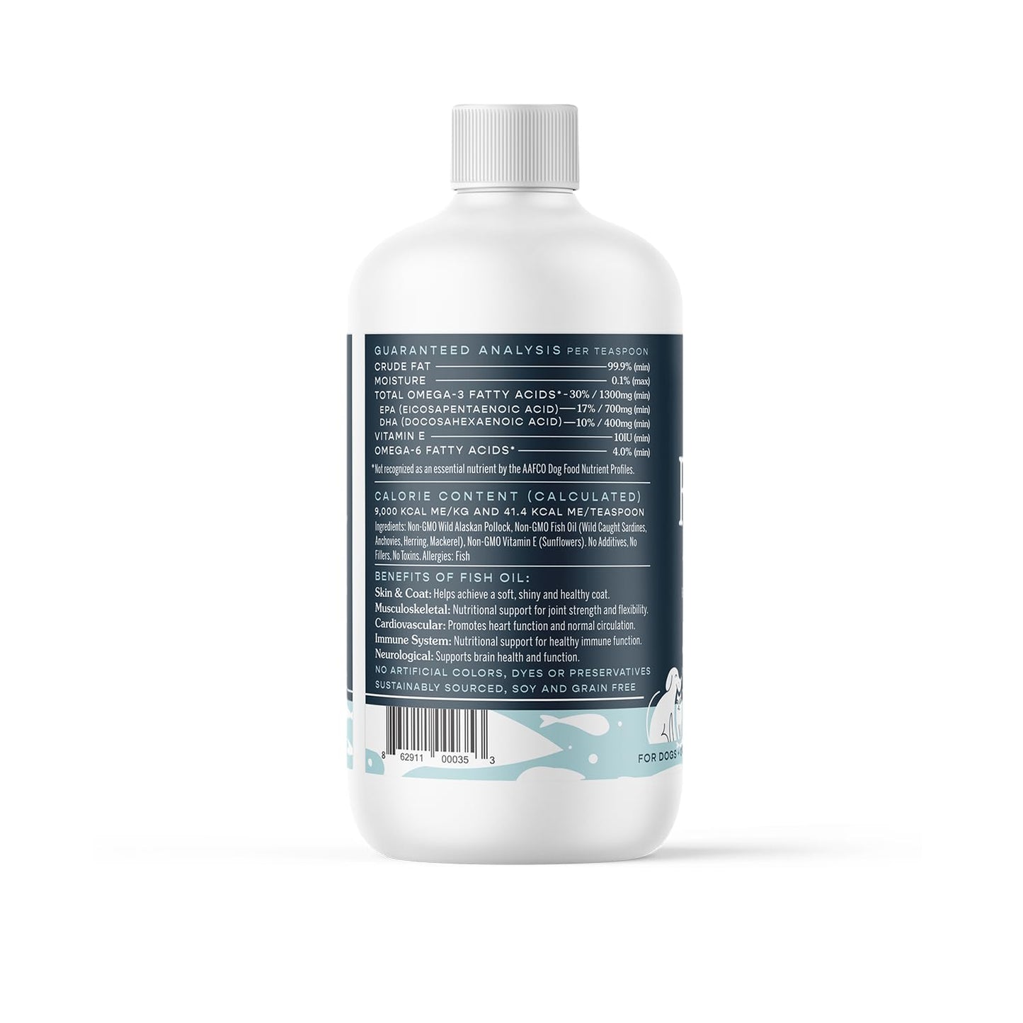 Fera Pets Fish Oil for Dogs & Cats – 16oz, 96 Servings – Vet Created - Liquid Fish Oil with Wild-Caught Fish -for Pet’s Skin, Immune & Brain Function