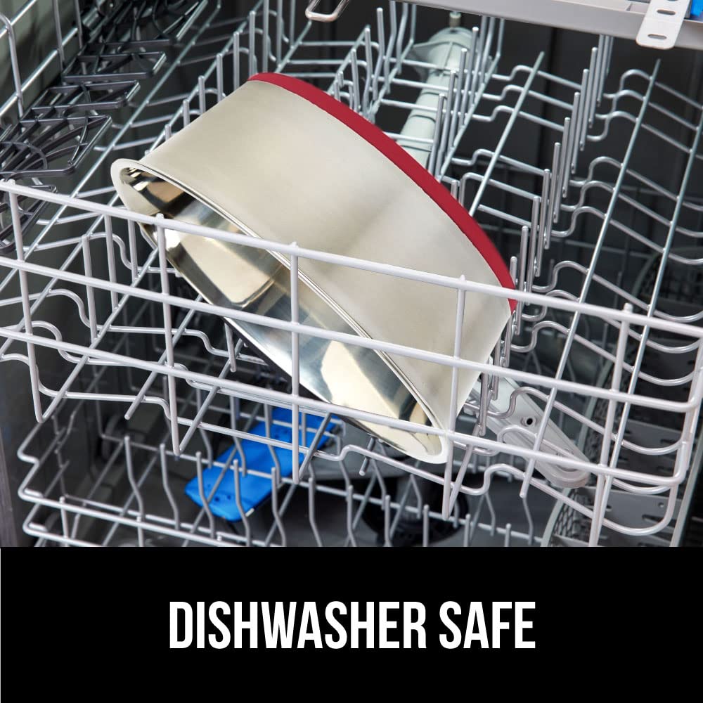 GORILLA GRIP Stainless Steel Metal Dog Bowl Set of 2, Rubber Base, Heavy Duty, Rust Resistant, Food Grade BPA Free, Less Sliding, Quiet Pet Bowls for Cats and Dogs, Holds 2 Cups (16 fl oz), Black