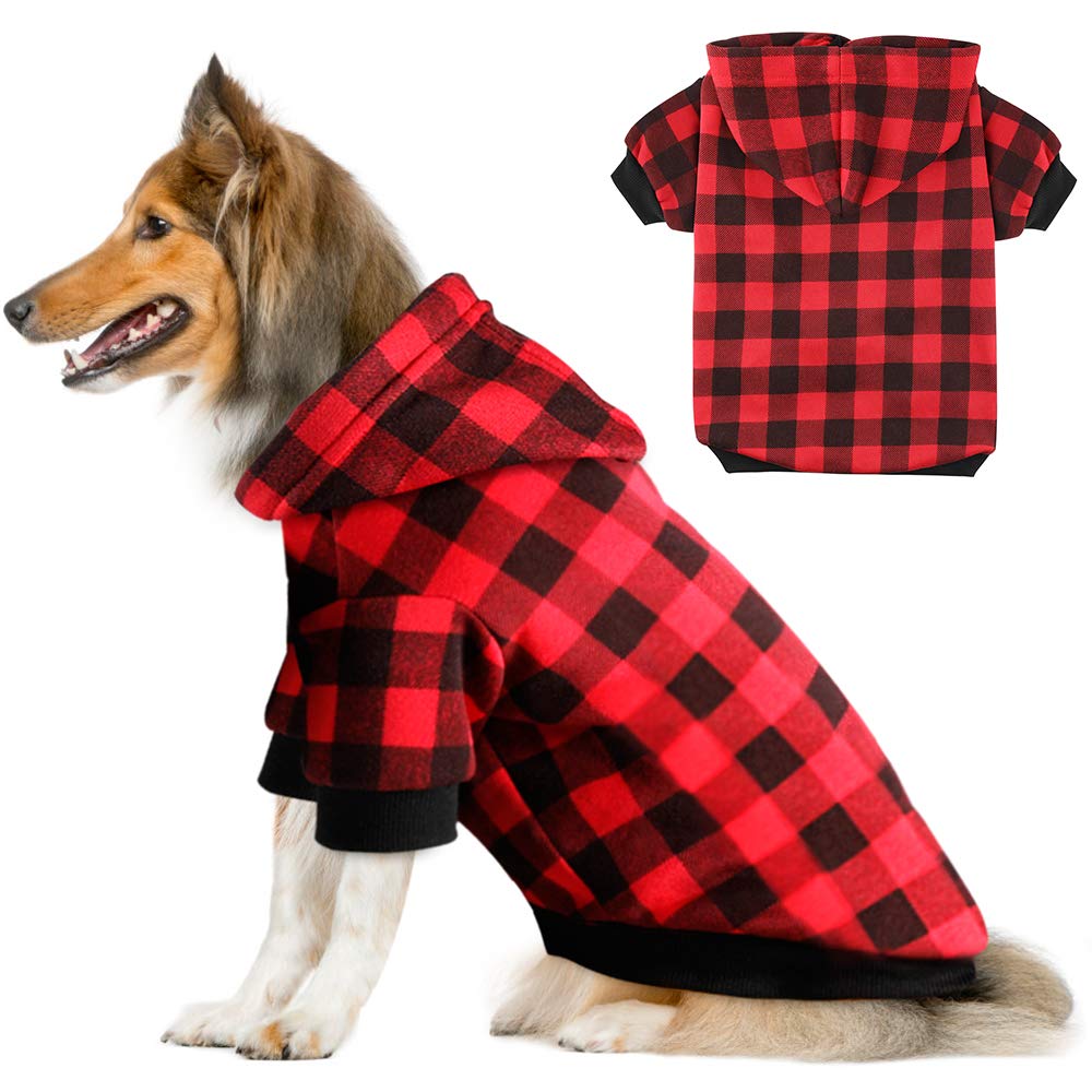 Plaid Dog Hoodie Sweatshirt Sweater for Extra Large Dogs Cat Puppy Clothes Coat Warm and Soft(XL) Furr-Reel