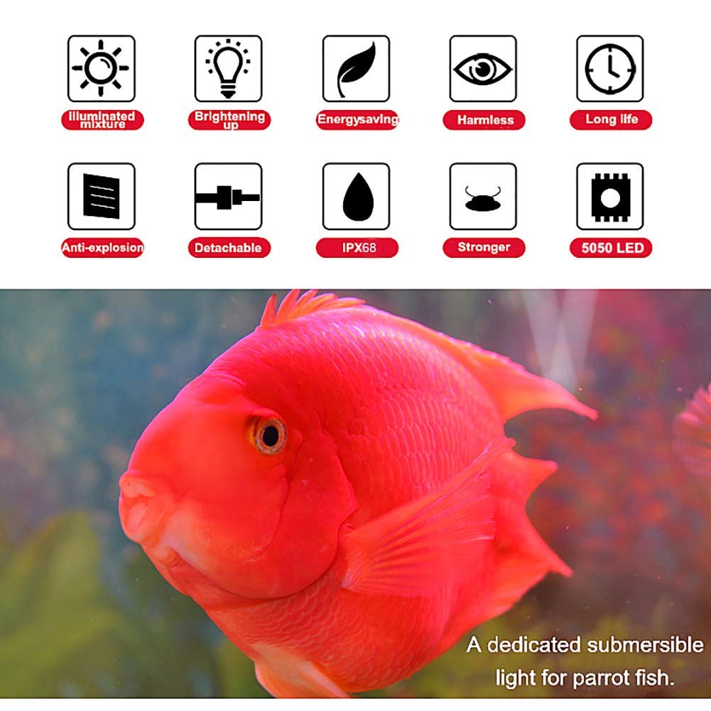 MQUPIN Fish Tank Light,Submersible LED Aquarium Light,Color Changing Fish Tank Light with Remote Control,IP68 Underwater Submersible LED Light