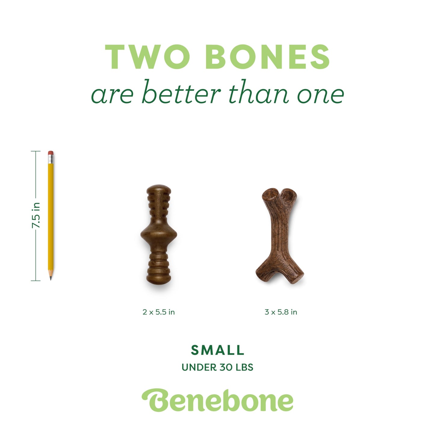 Benebone Small 4-Pack Dog Chew Toys for Aggressive Chewers, Made in USA, 30lbs and Under