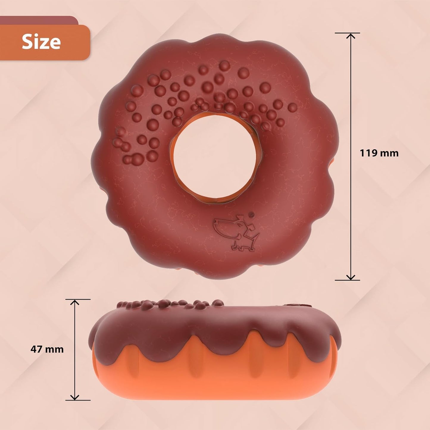 Pet Frenly Indestructible Large Dog Toys Aggressive Chewers - Interactive Puppy Toys 2 in 1 Treat and Tough Dog Chew Toys for Boredom - Doughnut Shape (Fleshy Brown)