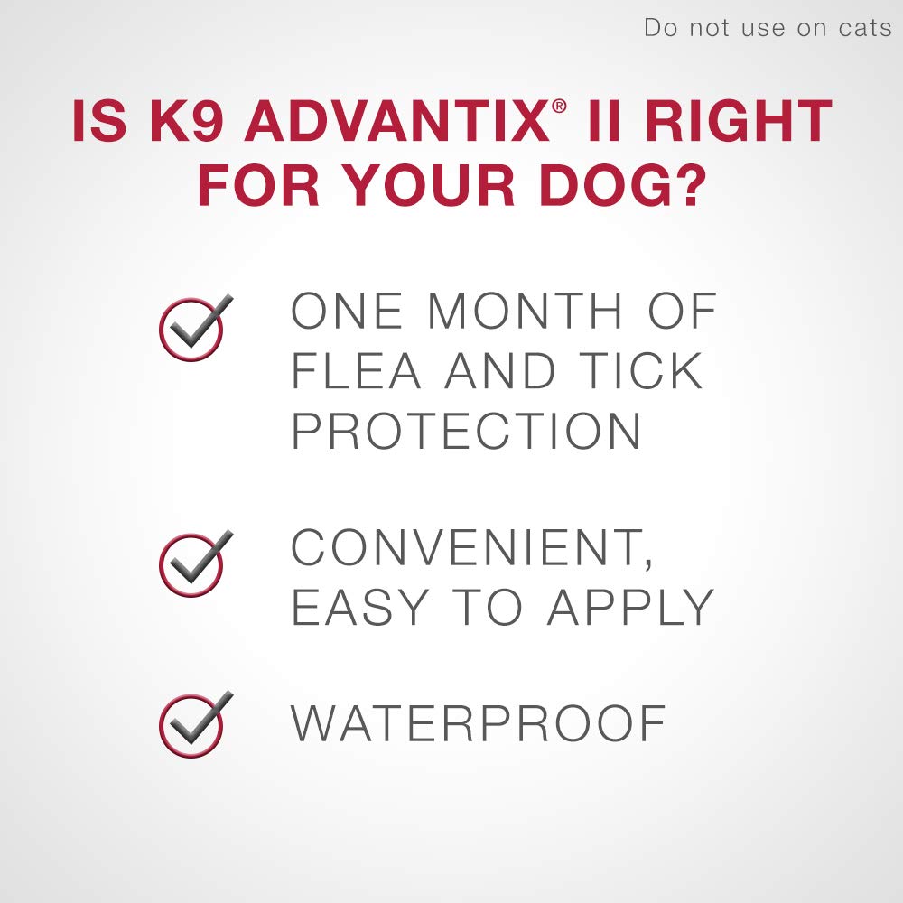 K9 Advantix II Flea and Tick Treatment for Medium Dogs weighing 4.6 kg to 11 kg (10 lbs. to 24 lbs.)-6 doses