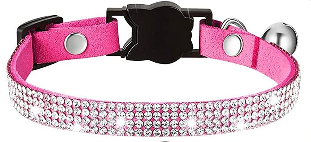 haoyueer Rhinestones Dog Cat Collars with Bell Bling Pet Puppy Collars with Soft Velvet Crystal Collars Girl Jeweled Necklace (Blue) … - Furr-Reel