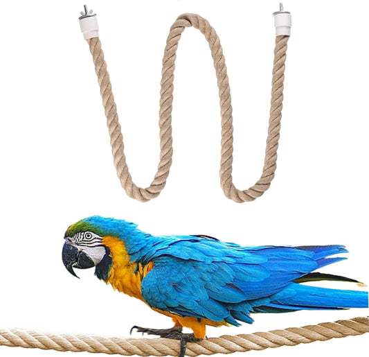 24 Inch Hanging Bird Rope Perch for Parrots, Cockatiels, Budgie, Parakeet & Other Small Birds - Natural Chew Toy & Perching Stand Furr-Reel