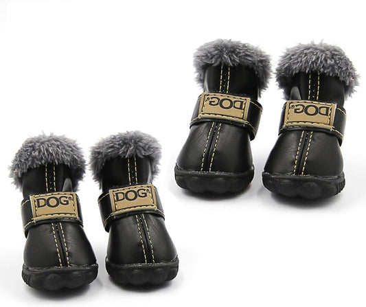 Small Dog Boots, Puppy Winter Shoes, Pet Waterproof Paw Protectors for Snow/Ice Pavement (Color: Brown,Size: 3) Furr-Reel