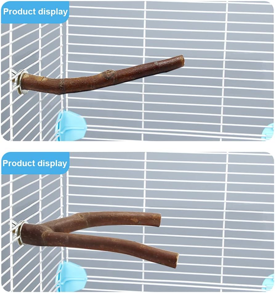 10Pcs Natural Wood Bird Perch Stand Set, Parrot Stand Perch Platform, Pet Bird Swing Toy for Budgies Cockatiel Parakeet Lovebirds (nature)