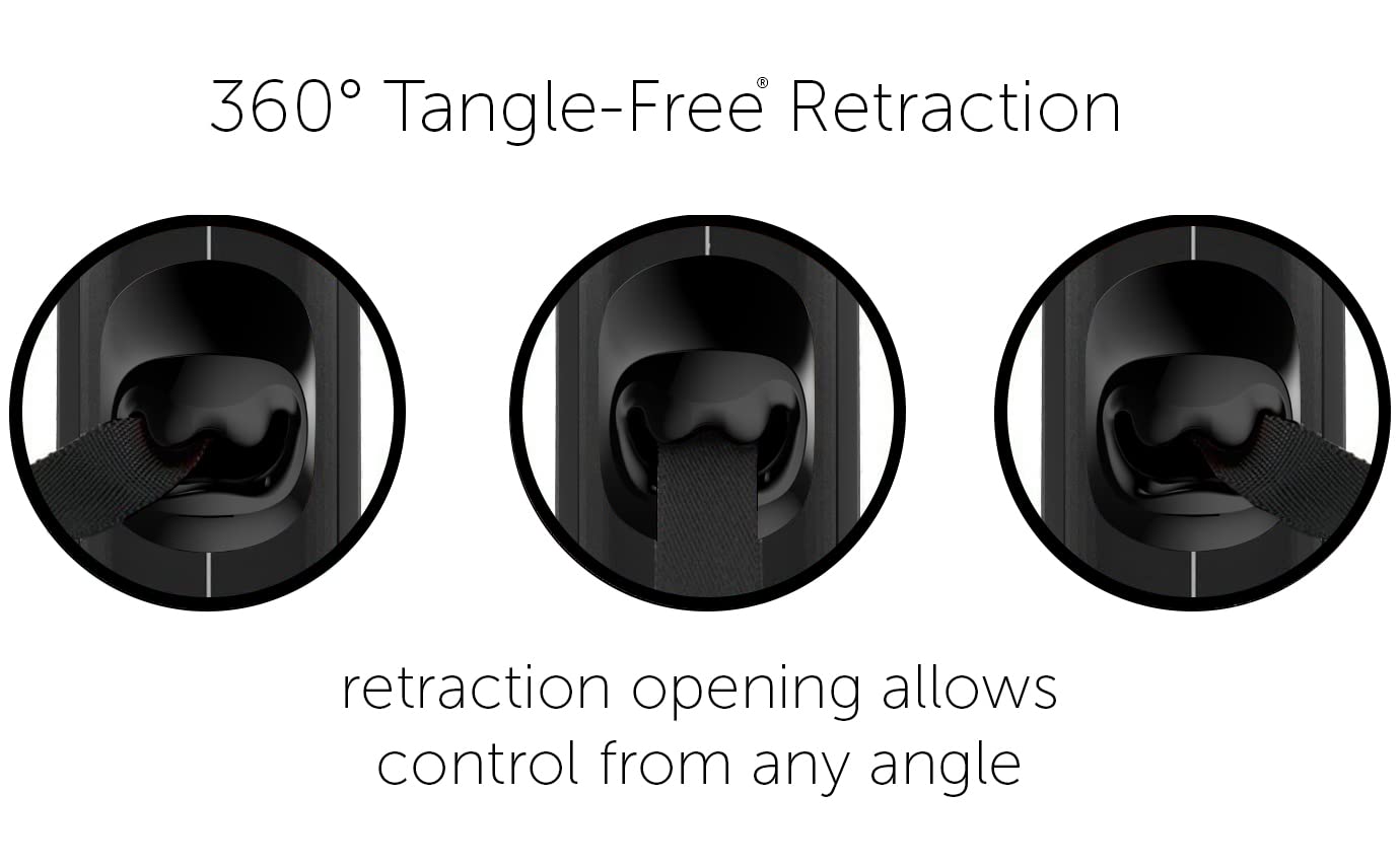 TUG 360° Tangle-Free Retractable Dog Leash for Up to 50 kg Dogs | 5 m Strong Nylon Tape/Ribbon | One-Handed Brake, Pause, Lock (Large, White)