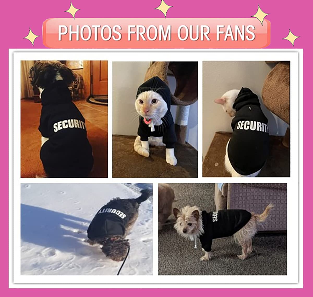 Dog Hoodies Clothes Security Rdc Pet Apparel Winter Sweatshirt Warm Sweater Cotton Jacket Coat Hoodie for Samll Dog Medium Large Cat Black, M - Furr-Reel
