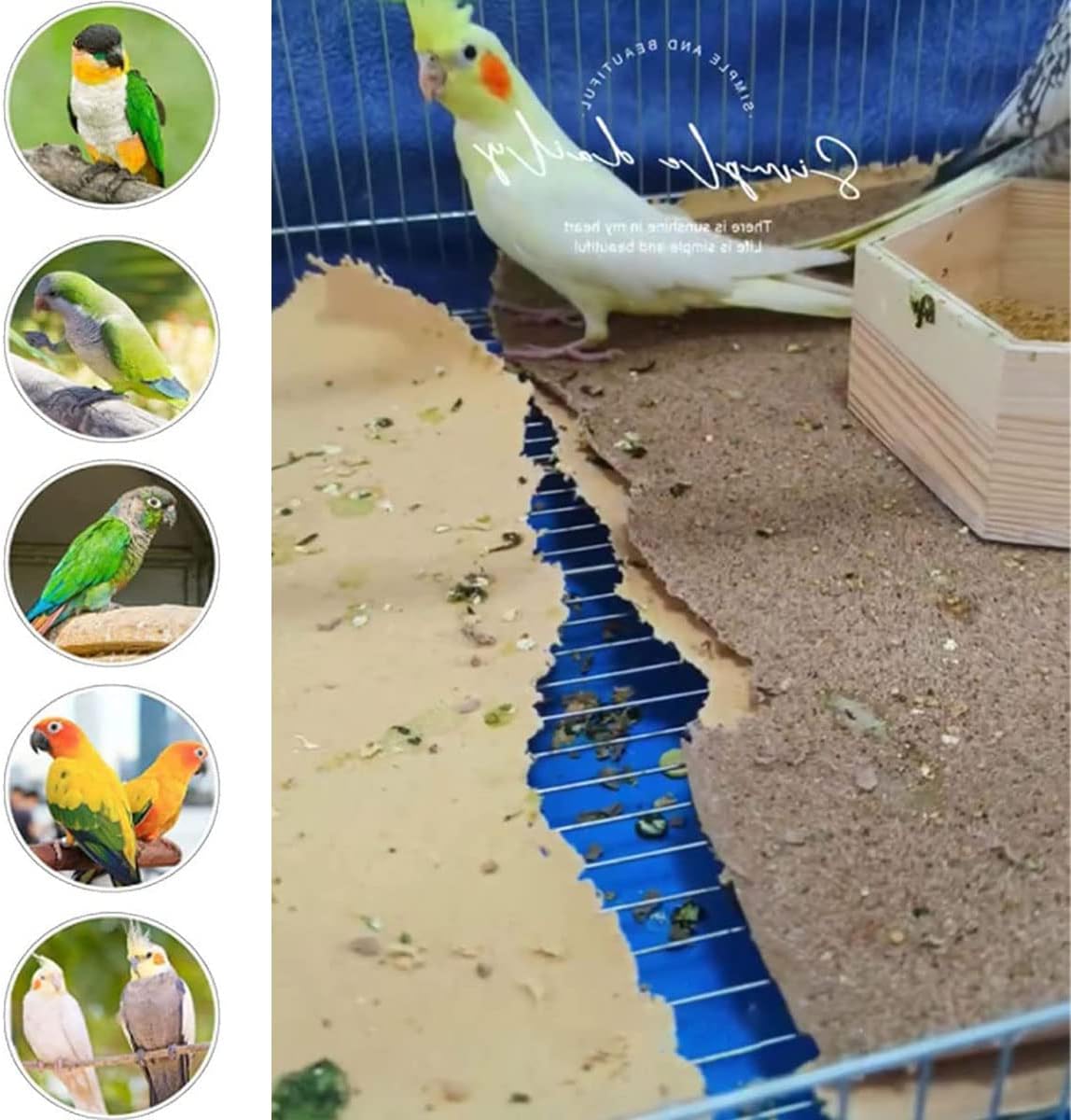 20PCS Gravel Paper for Bird Cage,11x17 Inch Bird cage Liner Gravel Paper Special for Bird Cage in sea Sand-Great for Hard-Billed Birds Safe& Clean & Easy for Improved Digestion…