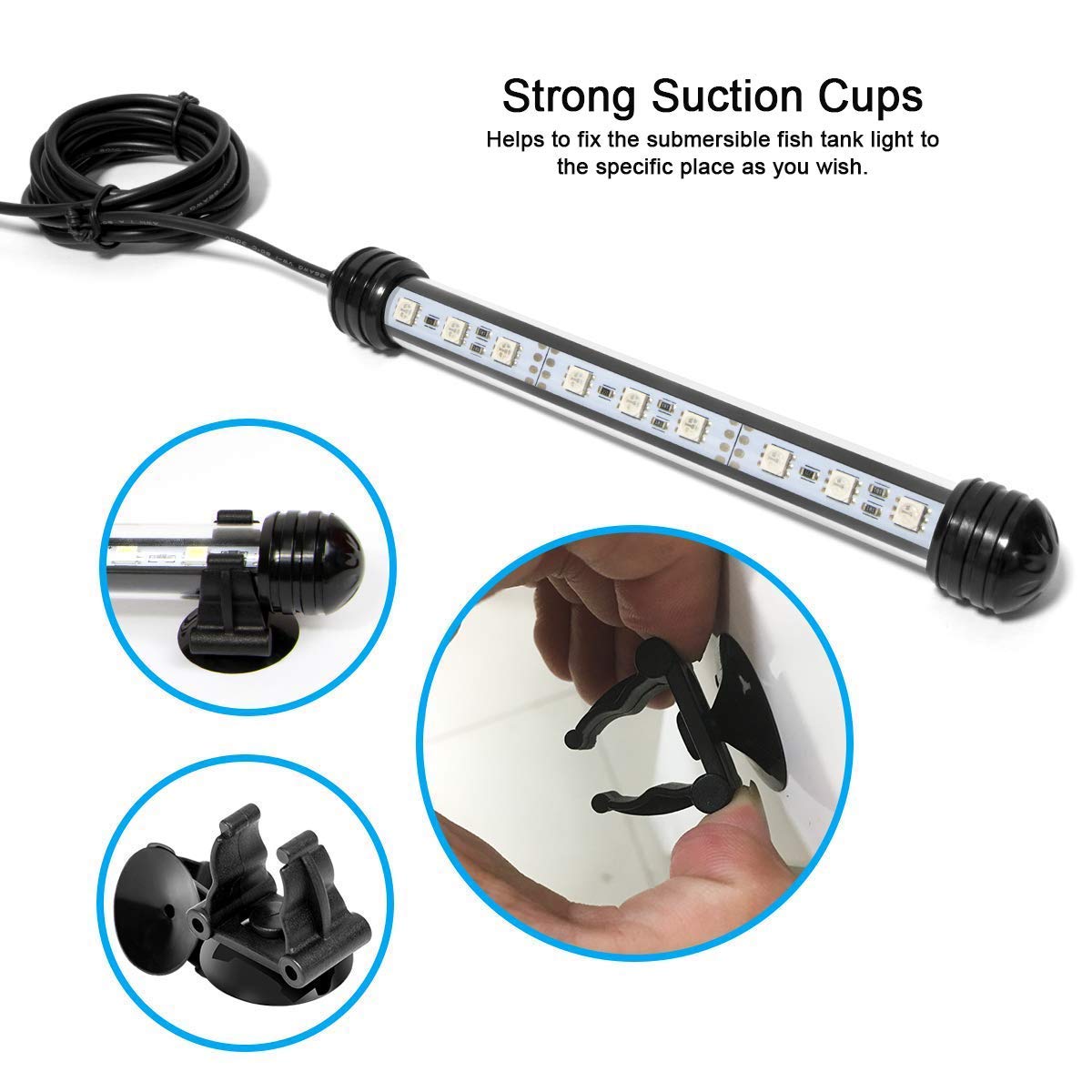 MQUPIN Fish Tank Light,Submersible LED Aquarium Light,Color Changing Fish Tank Light with Remote Control,IP68 Underwater Submersible LED Light