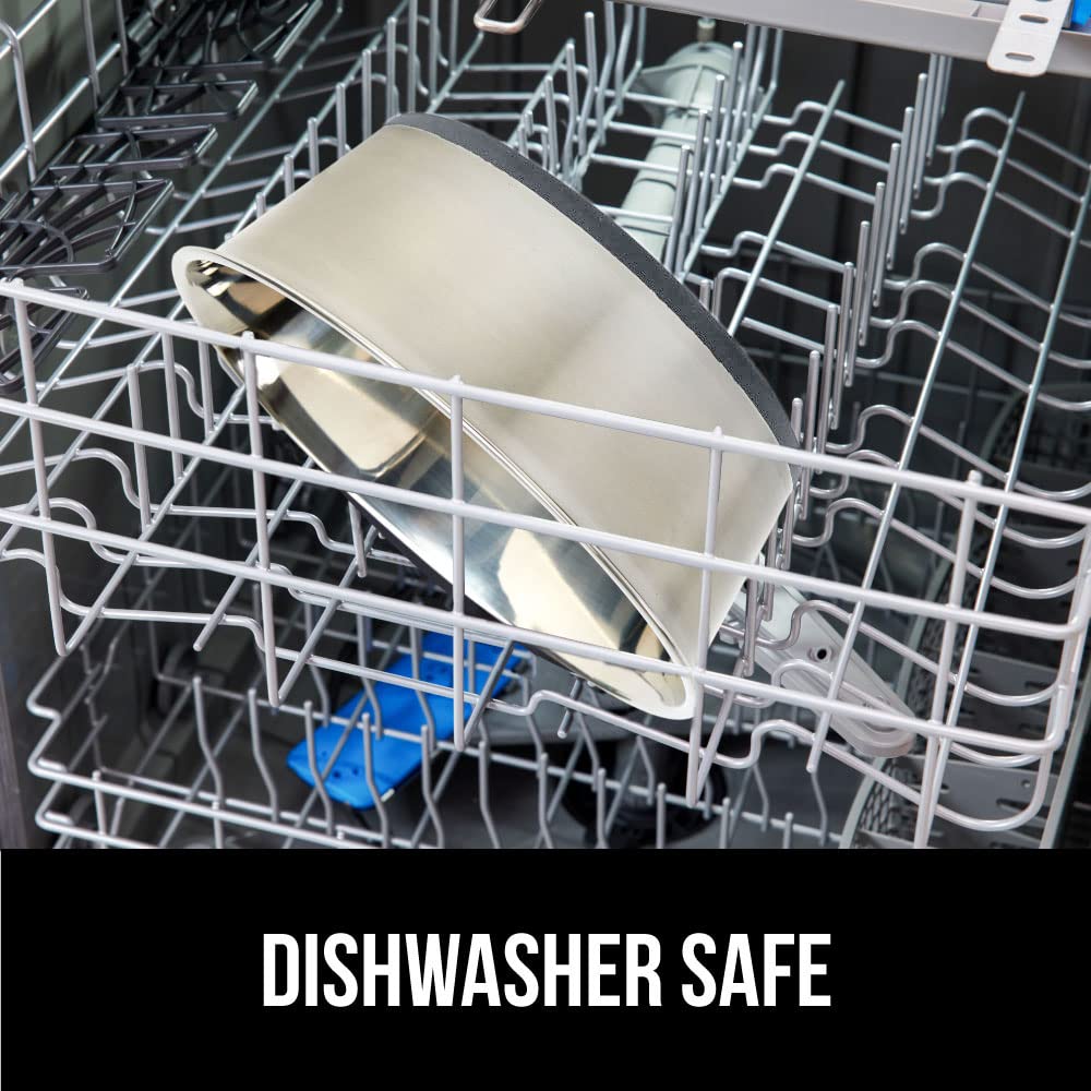 GORILLA GRIP Stainless Steel Metal Dog Bowl Set of 2, Rubber Base, Heavy Duty, Rust Resistant, Food Grade BPA Free, Less Sliding, Quiet Pet Bowls for Cats and Dogs, Holds 2 Cups (16 fl oz), Black