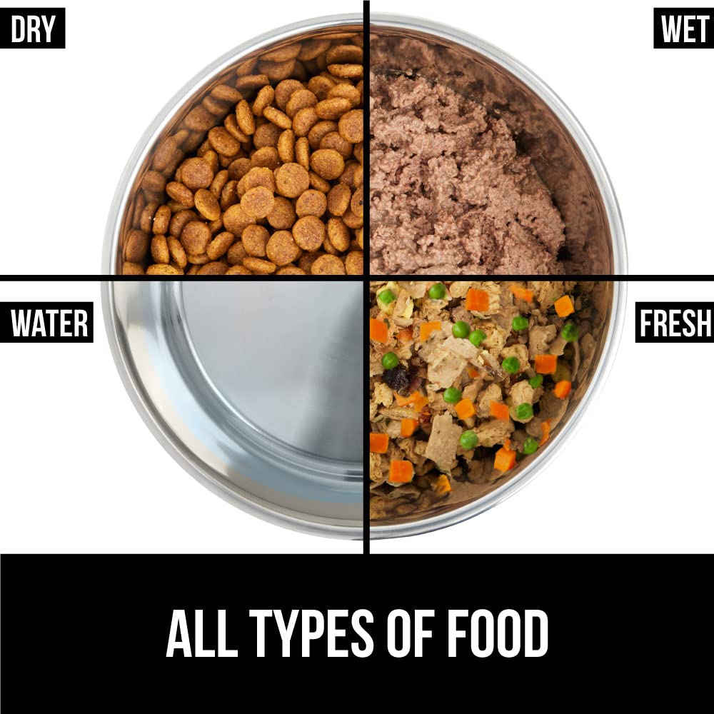 GORILLA GRIP Stainless Steel Metal Dog Bowl Set of 2, Rubber Base, Heavy Duty, Rust Resistant, Food Grade BPA Free, Less Sliding, Quiet Pet Bowls for Cats and Dogs, Holds 2 Cups (16 fl oz), Black