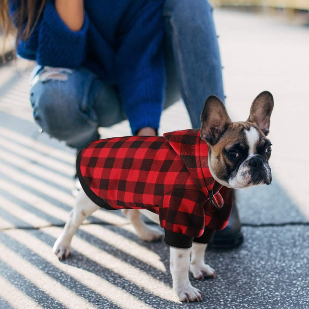 Plaid Dog Hoodie Sweatshirt Sweater for Extra Large Dogs Cat Puppy Clothes Coat Warm and Soft(XL) Furr-Reel