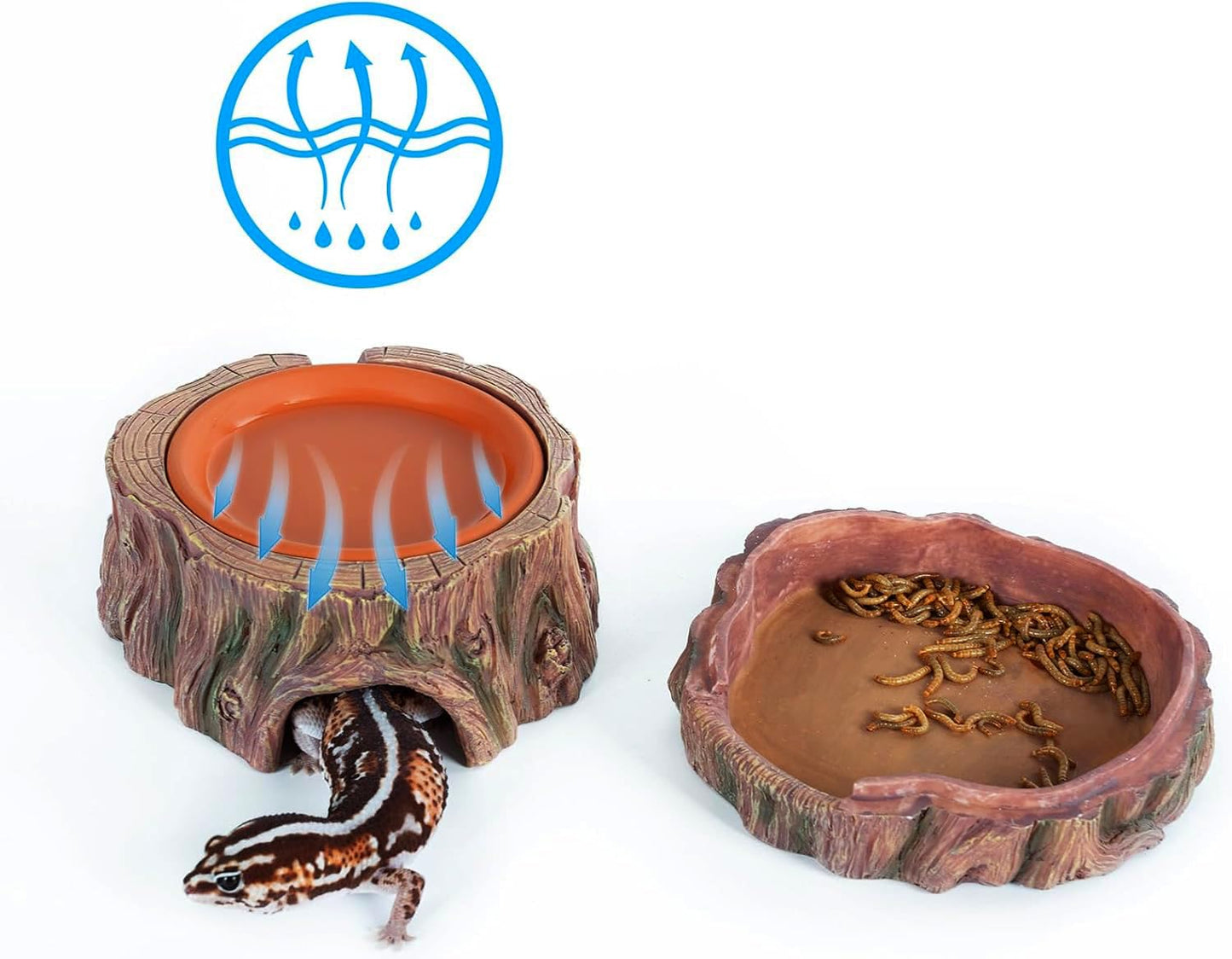 3 in 1 Reptile Hide Cave with Detachable Base & Humidity Dish for Bearded Dragon, Tank Terrarium Decor Humid Hideout for Small Reptiles Crested Gecko, Leopard, Lizard, Snake, Crabs (Hideout 3 in 1)