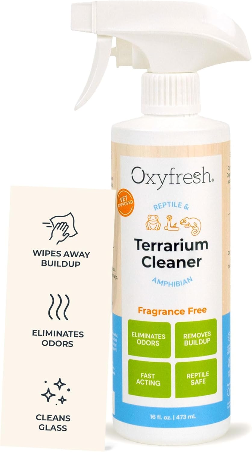 Oxyfresh Premium Terrarium Cleaner – Professional Amphibian & Reptile Terrarium Smell Eliminator – Safe & Quickly Removes Waste & Odors – Streak Free Glass – Bleach Free Furr-Reel