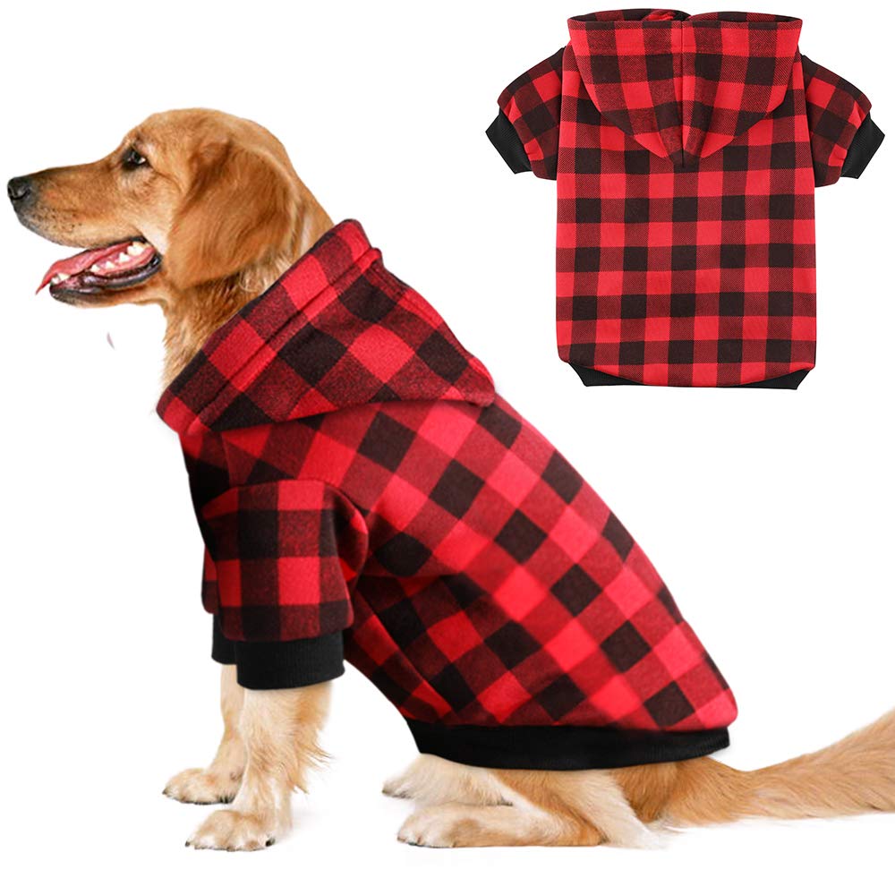 Plaid Dog Hoodie Sweatshirt Sweater for Extra Large Dogs Cat Puppy Clothes Coat Warm and Soft(XL) Furr-Reel