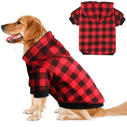 Plaid Dog Hoodie Sweatshirt Sweater for Extra Large Dogs Cat Puppy Clothes Coat Warm and Soft(XL) Furr-Reel