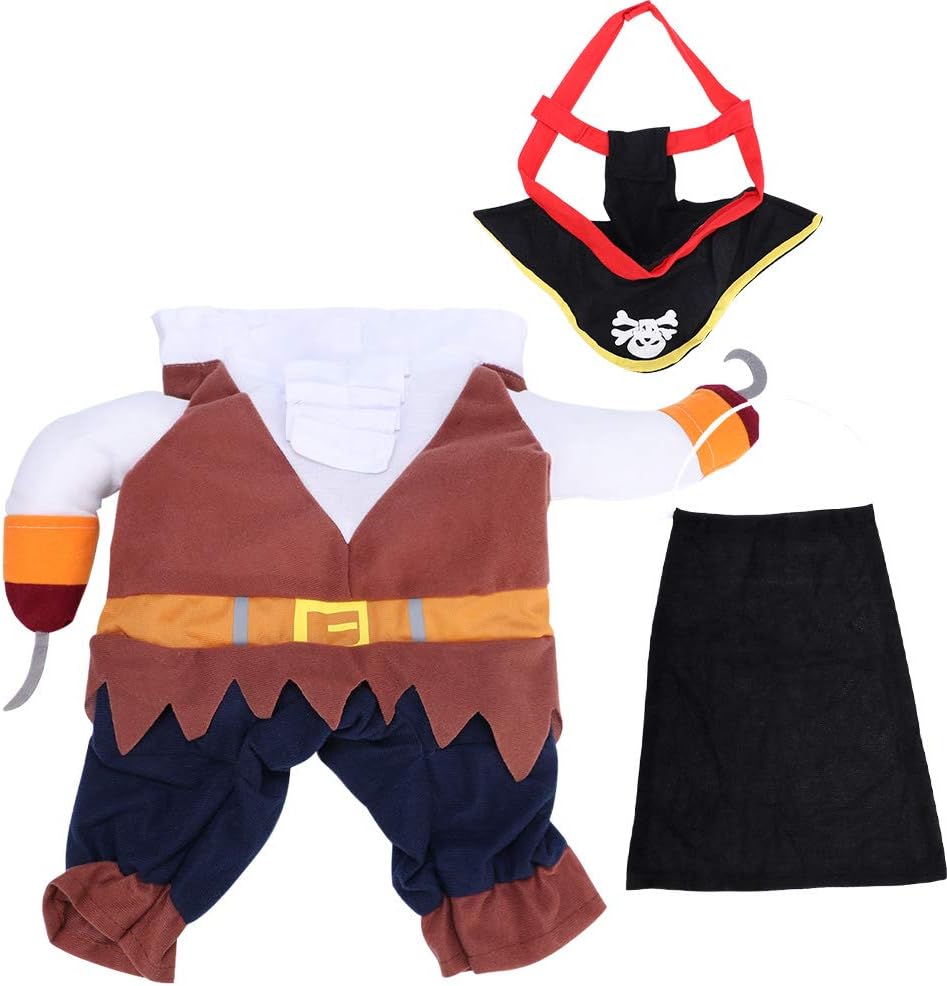 Ichiias Pet Halloween Costume Pet Polyester Cute Durable Funny Pirate Clothes Dress Up Dog Costume Pirates Suit Corsair Dressing up Party Apparel Clothing for Cats Dogs(S)