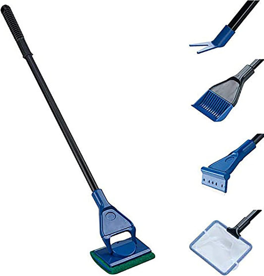 Lycheer 5 in 1 Professional Aquarium Fish Tank Cleaning Kit Fish Net + Rake + Scraper + Fork + Sponge Brush Glass Aquarium Cleaner Tool Set Wonderful Christmas Xmas Gift