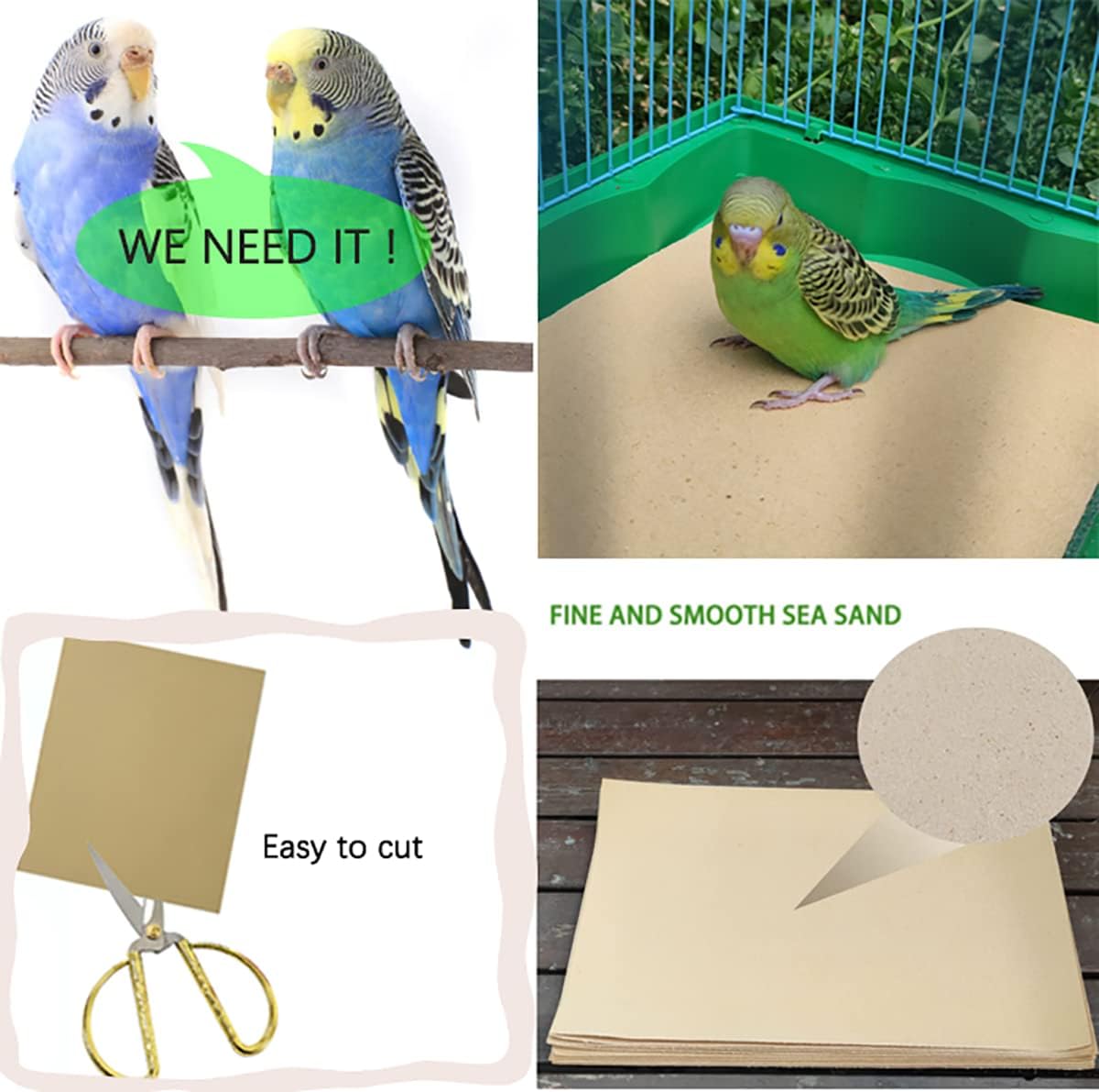 20PCS Gravel Paper for Bird Cage,11x17 Inch Bird cage Liner Gravel Paper Special for Bird Cage in sea Sand-Great for Hard-Billed Birds Safe& Clean & Easy for Improved Digestion…