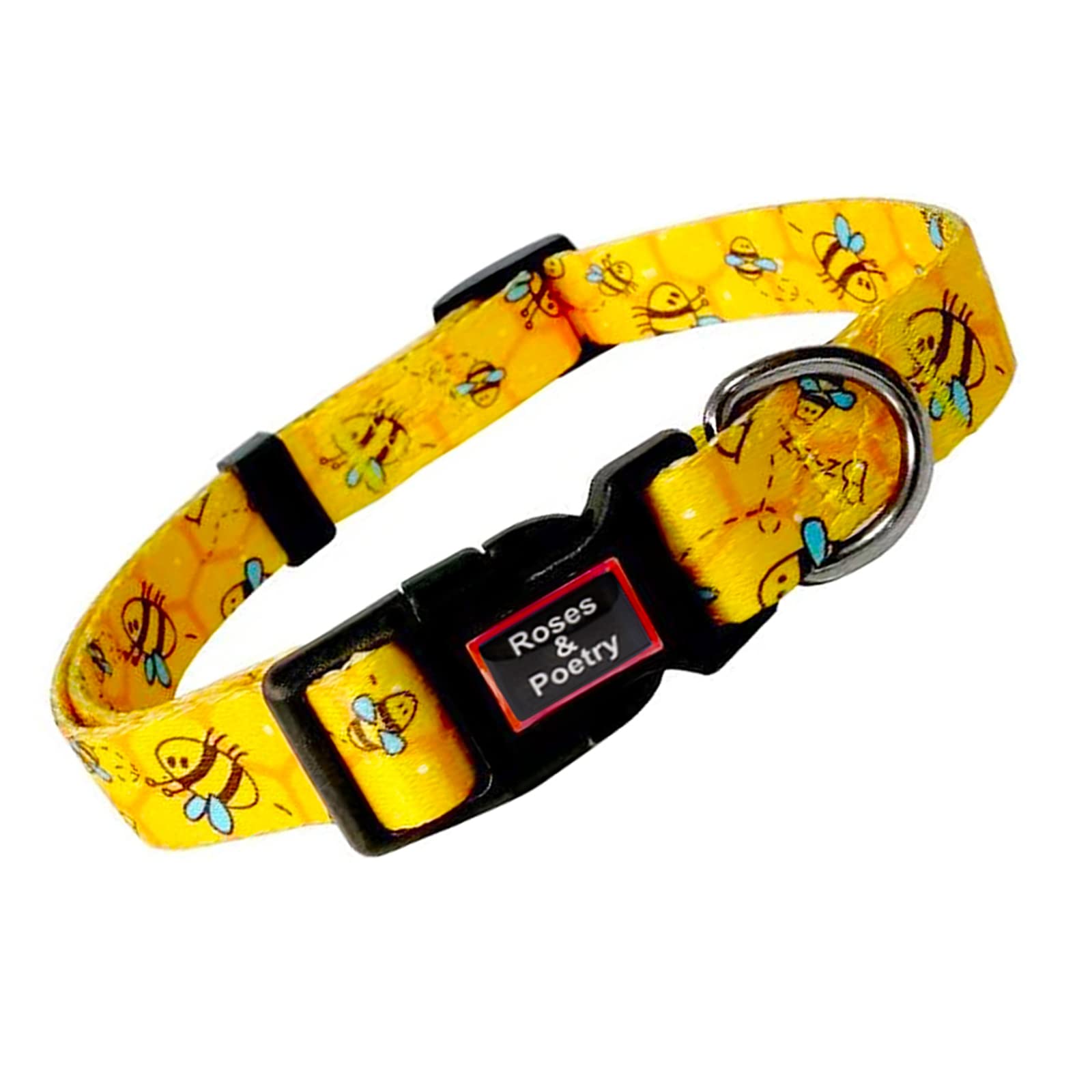 Roses&Poetry Dog Collar and Lead for Small, Adjustable Durable 5ft Puppy Leash Collar for Dog Training Lead (Black & White-S) - Furr-Reel
