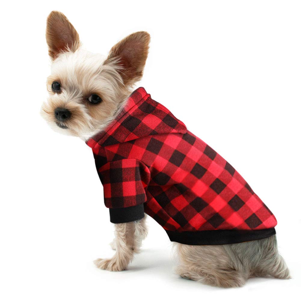 Plaid Dog Hoodie Sweatshirt Sweater for Extra Large Dogs Cat Puppy Clothes Coat Warm and Soft(XL) Furr-Reel