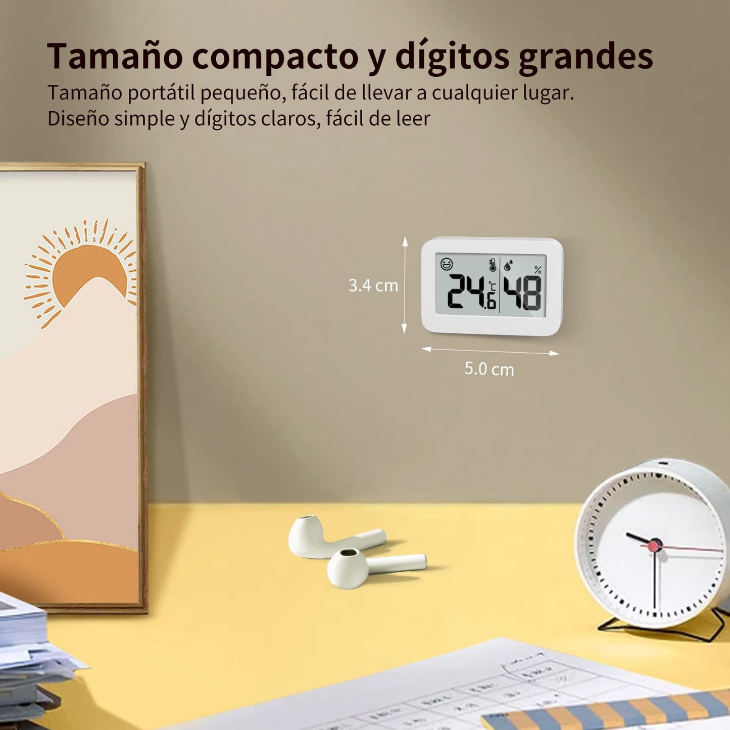 DOOMAY 2-Pack Mini Hygrometer Indoor Thermometer, Humidity Gauge with ℃/℉ Switch, Humidity Meter Digital Temperature Monitor for Greenhouse Babyroom Cellar Reptile Incubator Closet