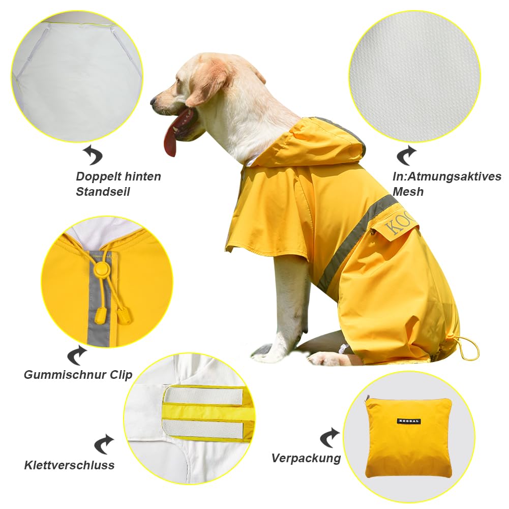 KOOGAL Pet Large Dog Raincoat Apparel Poncho Waterproof for Medium Large Sized for Dog Raincoat Clothes，Dog Rain Jacket,Pet Dog Clothes,Raincoats Coat (Green, 2XL)