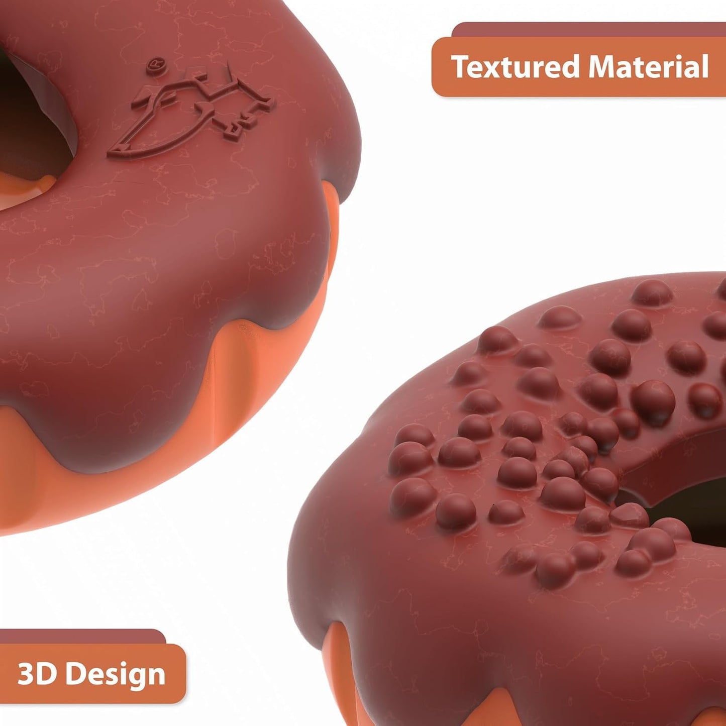 Pet Frenly Indestructible Large Dog Toys Aggressive Chewers - Interactive Puppy Toys 2 in 1 Treat and Tough Dog Chew Toys for Boredom - Doughnut Shape (Fleshy Brown)