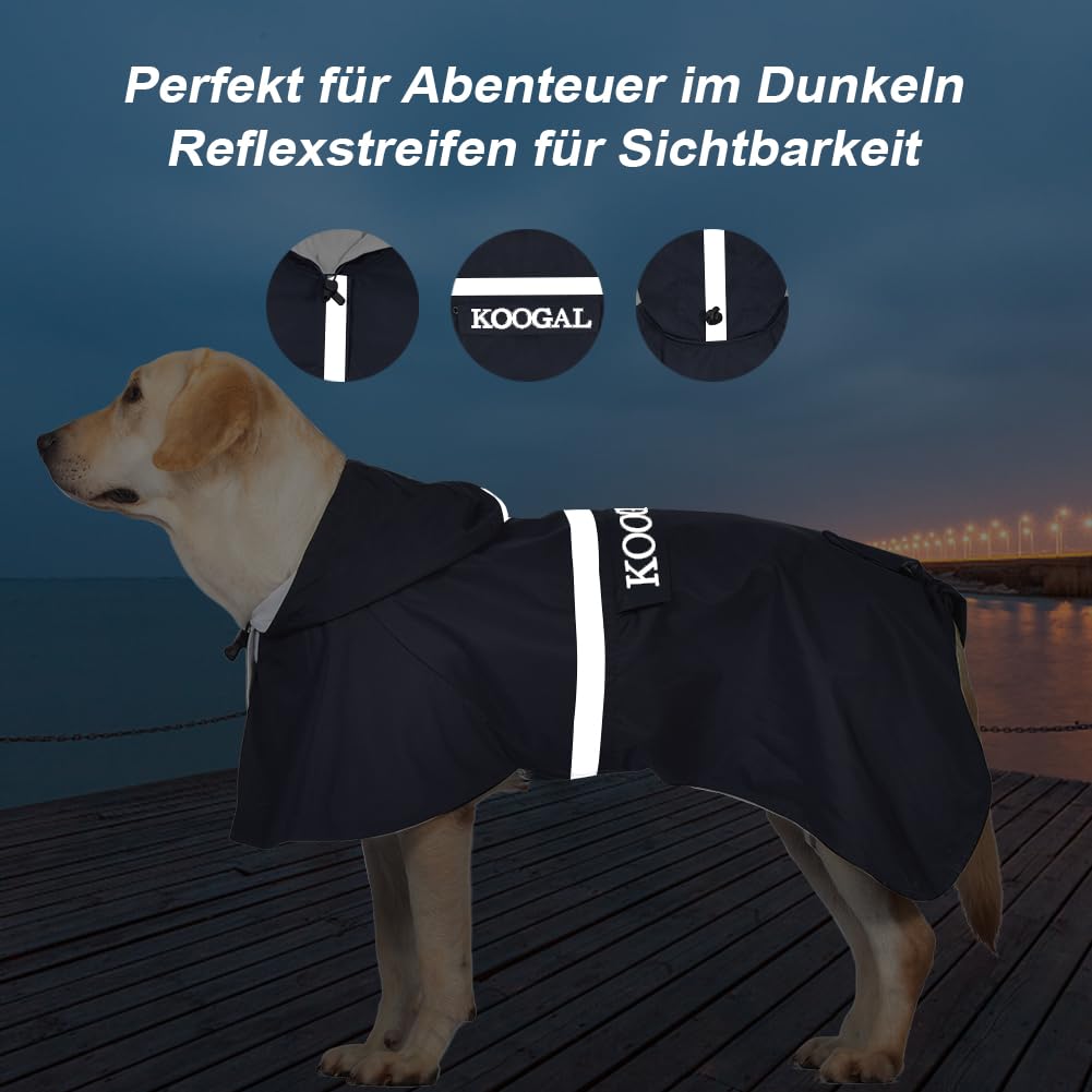 KOOGAL Pet Large Dog Raincoat Apparel Poncho Waterproof for Medium Large Sized for Dog Raincoat Clothes，Dog Rain Jacket,Pet Dog Clothes,Raincoats Coat (Green, 2XL)