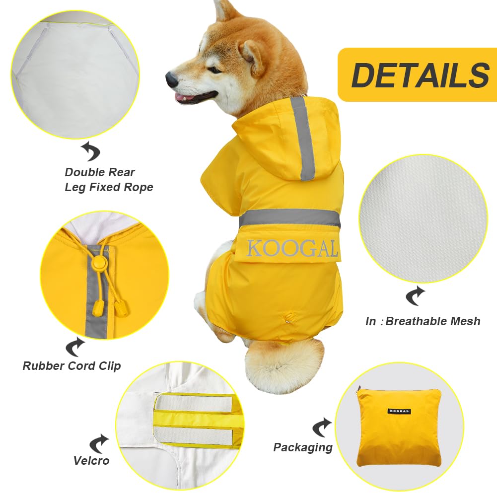 KOOGAL Pet Large Dog Raincoat Apparel Poncho Waterproof for Medium Large Sized for Dog Raincoat Clothes，Dog Rain Jacket,Pet Dog Clothes,Raincoats Coat (Green, 2XL)