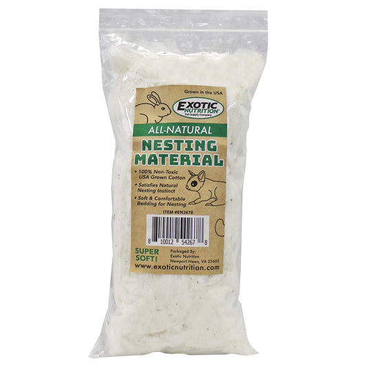 All-Natural Nesting Material (4 oz.) - 100% Cotton Eco-Friendly Animal Bedding - For Sugar Gliders, Squirrels, Hamsters, Rabbits, Chinchillas, Rats, Mice, Gerbils, Guinea Pigs and Other Small Pets