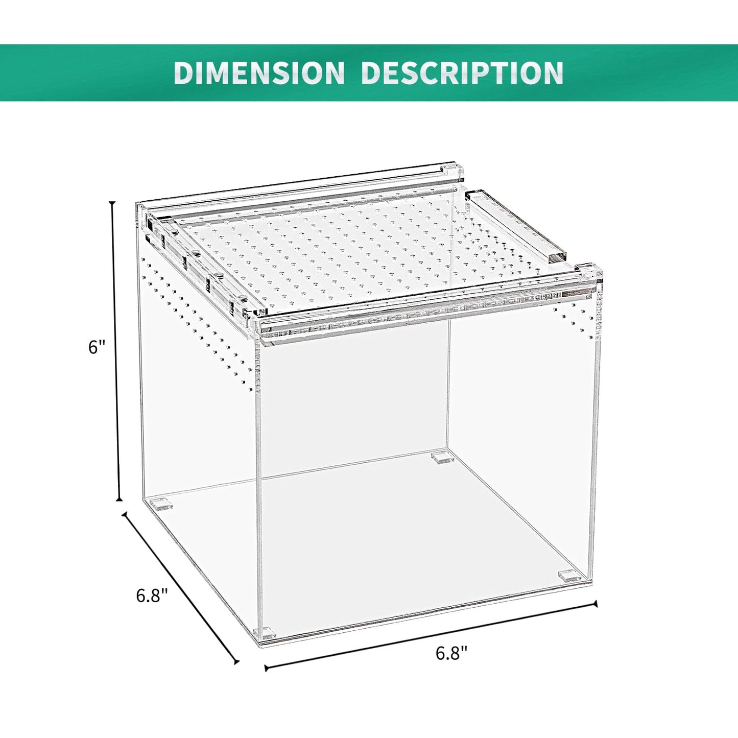 KAKOOTI Reptile Terrarium,6.8" x 6.8"x 6" Reptile Breeding Box, Magnetic Acrylic Enclosure，for Tarantula，Hermit Crab，Jumping Spider，Iguana，Leopard Gecko，Bearded Dragon, Insect, Mantis, Scorpions.