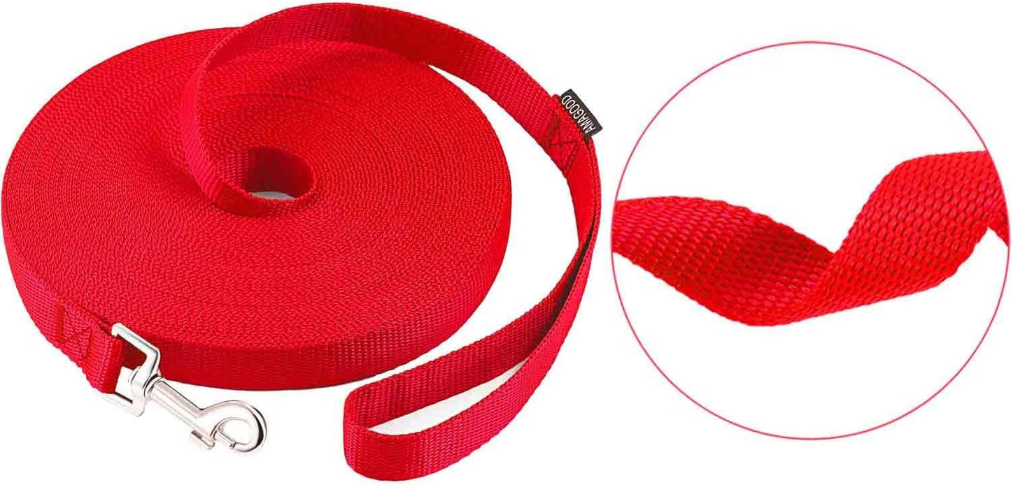AMAGOOD Dog/Puppy Obedience Recall Training Agility Lead-15 ft 20 ft 30 ft 50 ft Long Leash-for Dog Training,Tie Out,Play,Safety,Camping (15 feet, Black)