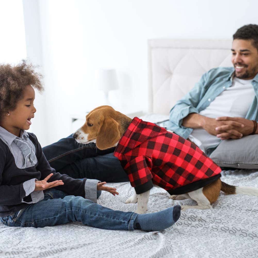 Plaid Dog Hoodie Sweatshirt Sweater for Extra Large Dogs Cat Puppy Clothes Coat Warm and Soft(XL) Furr-Reel