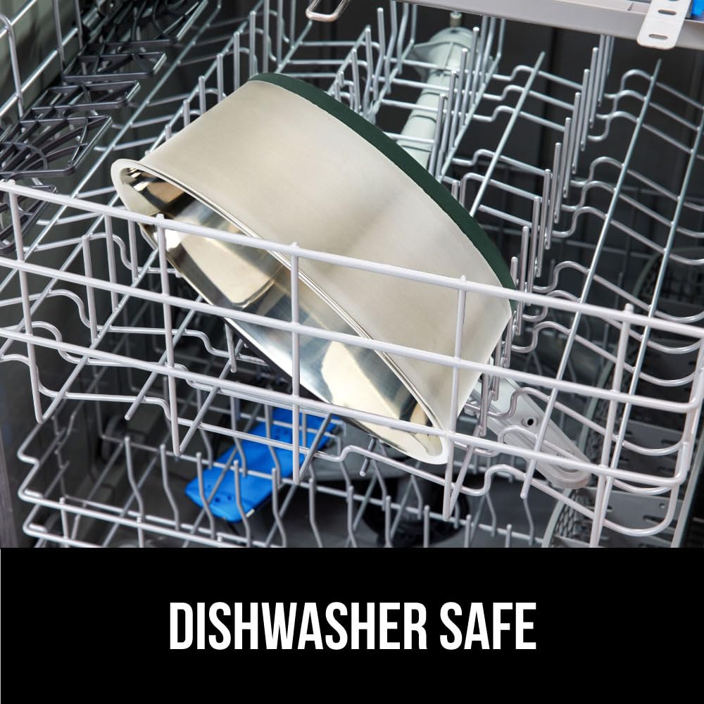 GORILLA GRIP Stainless Steel Metal Dog Bowl Set of 2, Rubber Base, Heavy Duty, Rust Resistant, Food Grade BPA Free, Less Sliding, Quiet Pet Bowls for Cats and Dogs, Holds 2 Cups (16 fl oz), Black