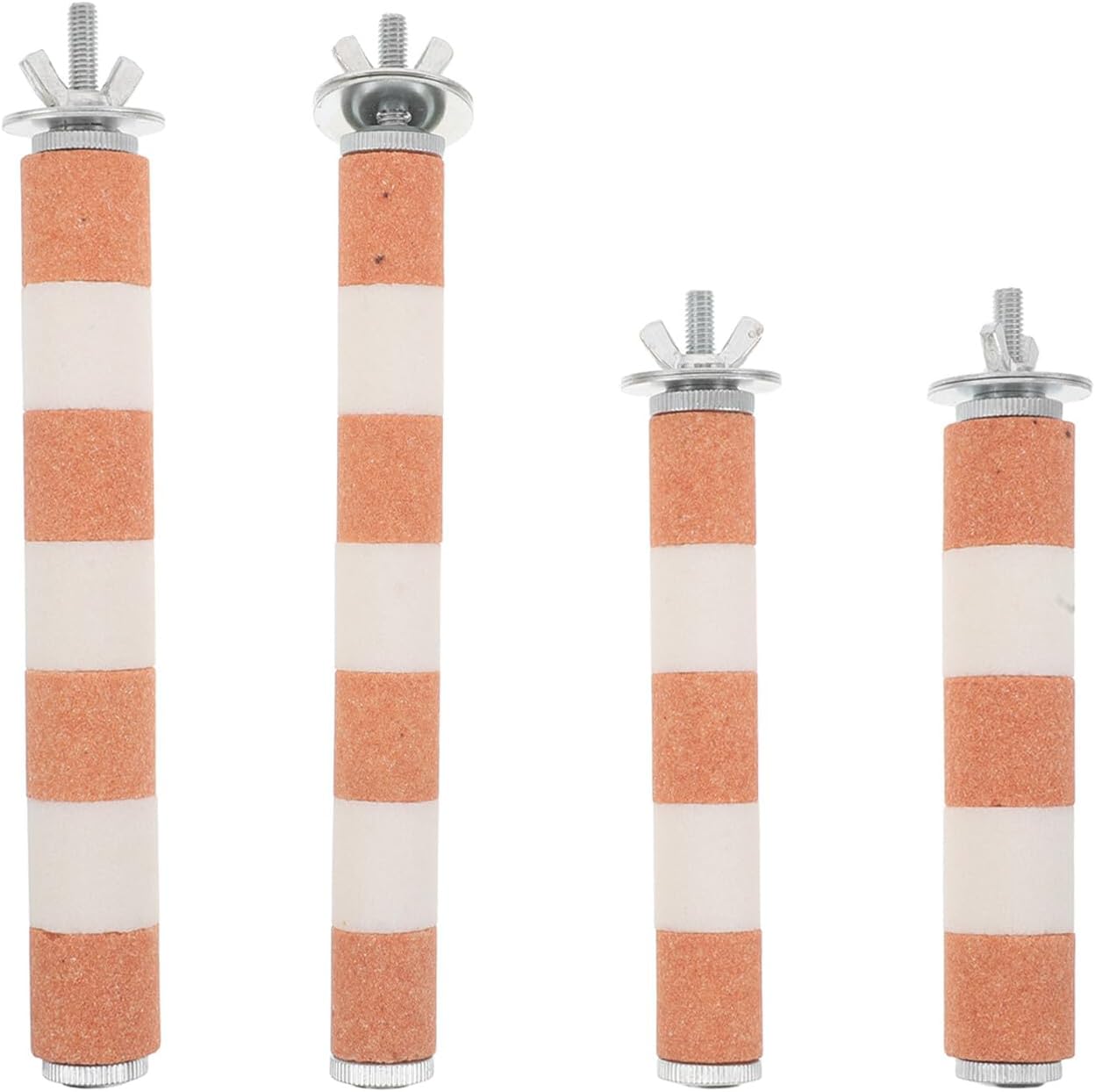 4Pcs Parrot Beak Grinding Stick and Claw Gnawing Perch Set for Cage Birds, Orange White Sturdy Paw Furr-Reel