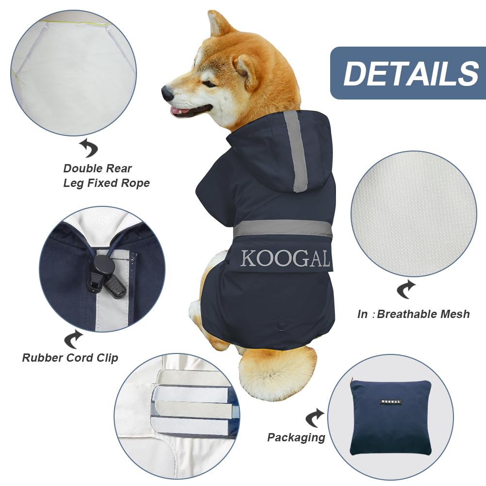 KOOGAL Pet Large Dog Raincoat Apparel Poncho Waterproof for Medium Large Sized for Dog Raincoat Clothes，Dog Rain Jacket,Pet Dog Clothes,Raincoats Coat (Green, 2XL)