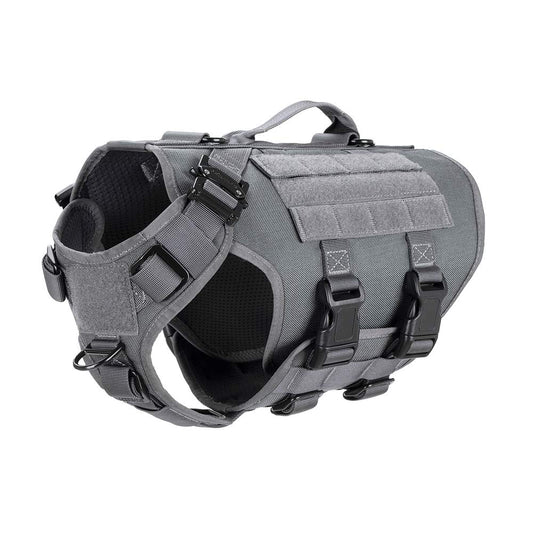 ICEFANG Tactical K9 Operation Harness,6X Buckle,Working Dog MOLLE Vest with Handle,3/4 Body Coverage,Hook and Loop Panel for ID Patch,No Pulling Front Clip (L (Chest 28"-35"),BK)