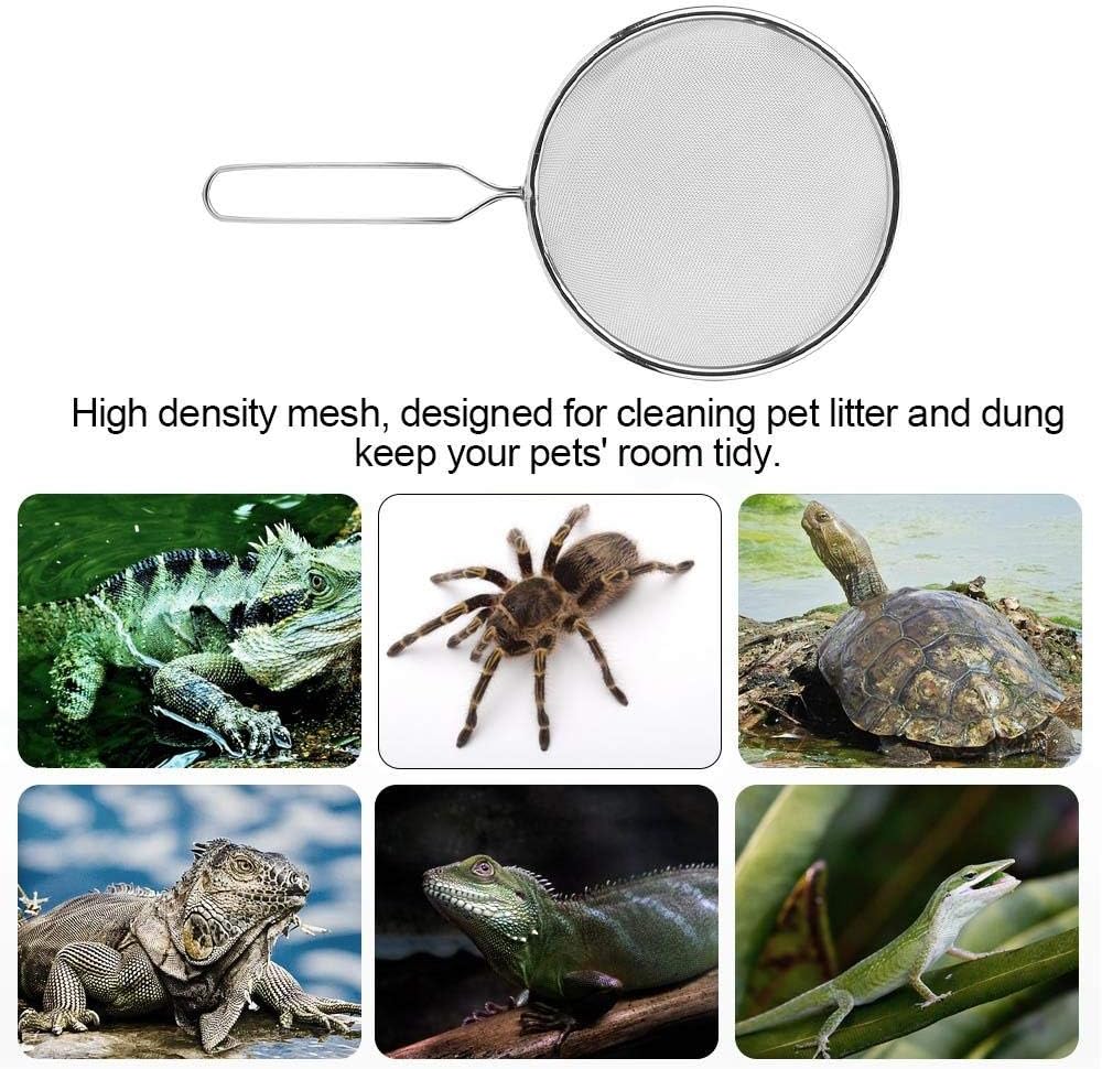 Reptile Sand Shovel Pets Sieve Filter Stainless Steel Scoop Fine Mesh Strainer Filter for Tortoise Lizard Spider Snake Dung - Furr-Reel