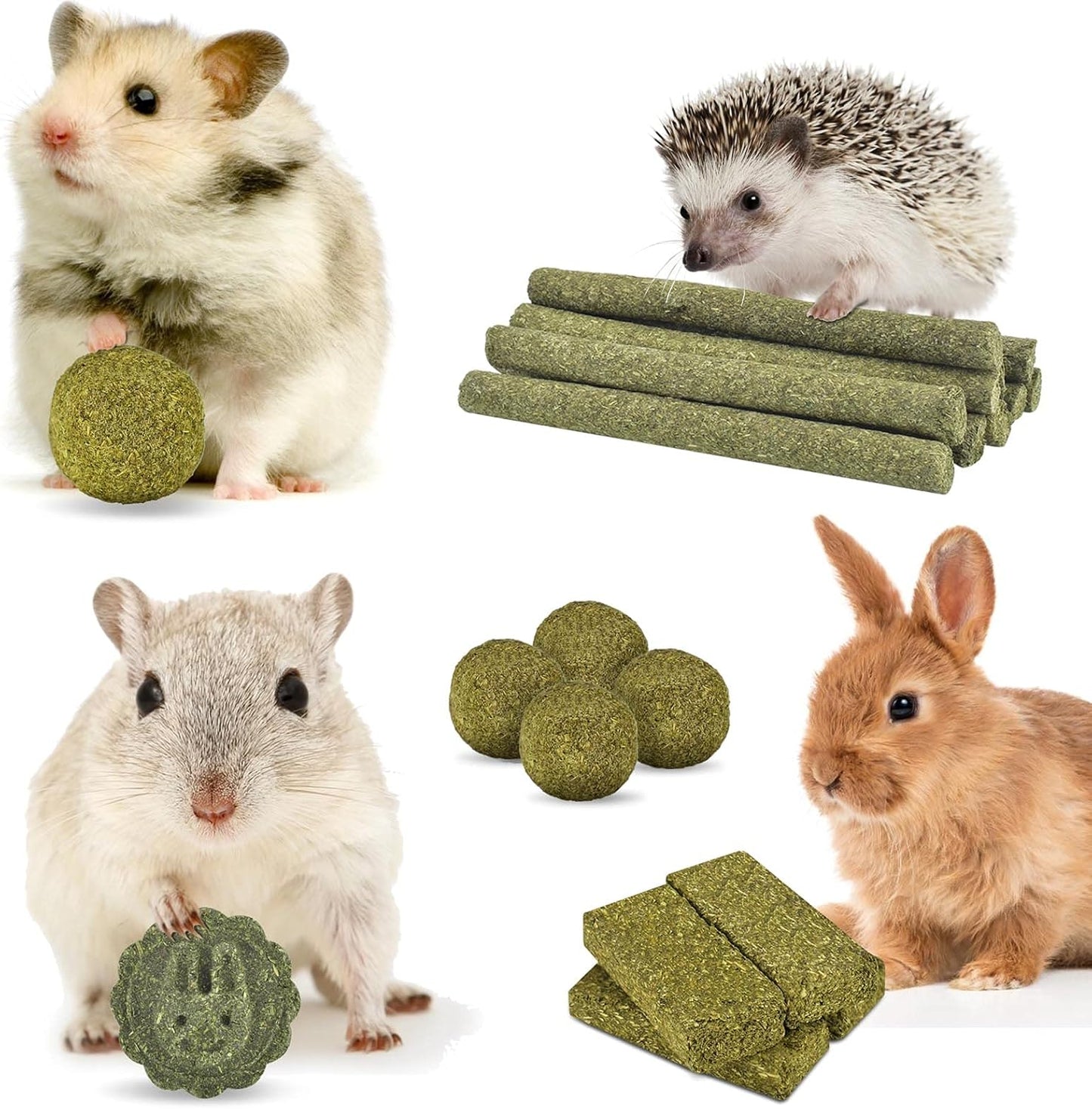 ERKOON 25PCS Bunny Chew Toys for Molar Grinding Natural Timothy Hay Biscuits Chew Sticks Treat Toy for Rabbits Chinchilla Hamsters Guinea Pigs Gerbils Groundhog Squirrels - Furr-Reel