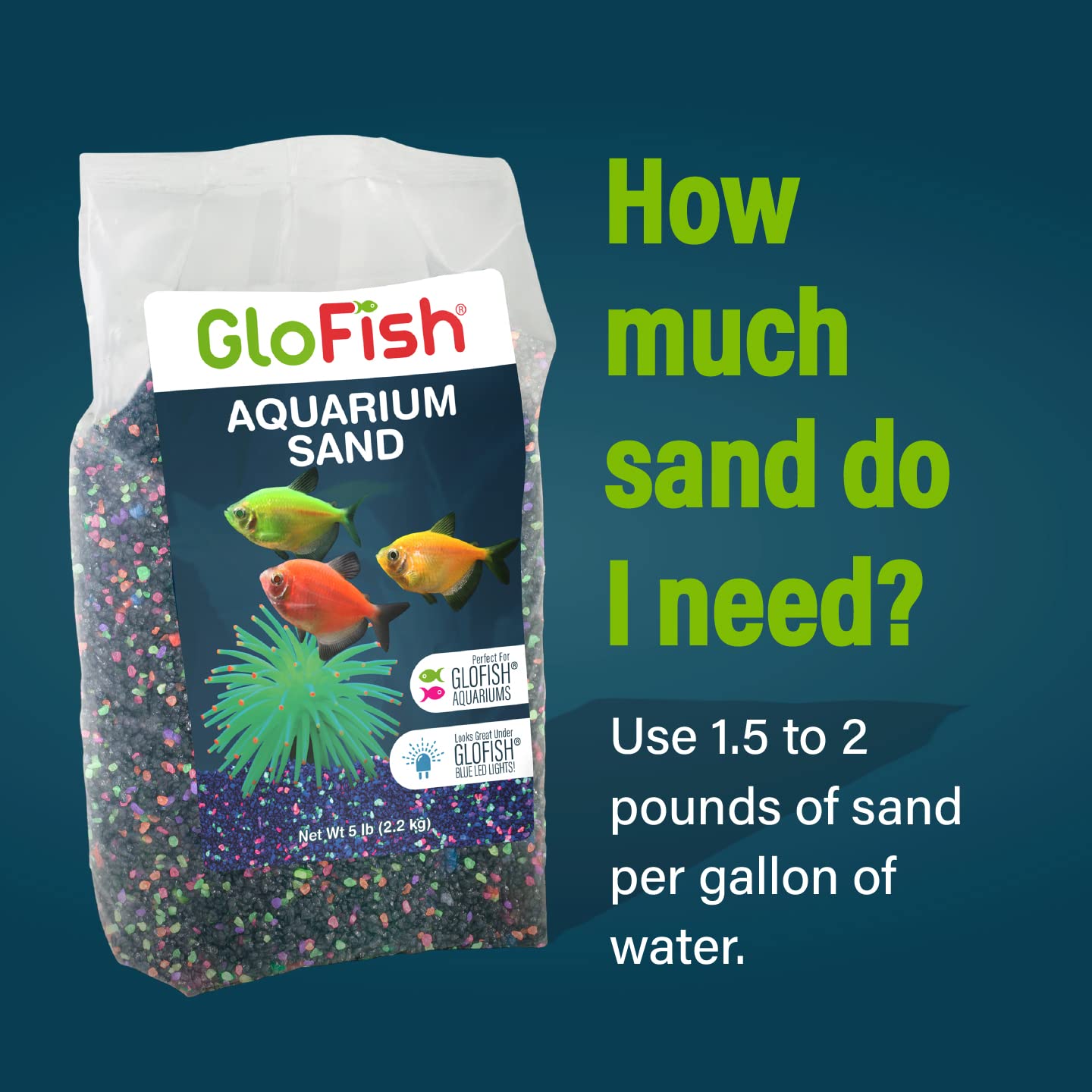 Glofish Aquarium Gravel, Black with Fluorescent Highlights, 5-Pound Bag - Furr-Reel