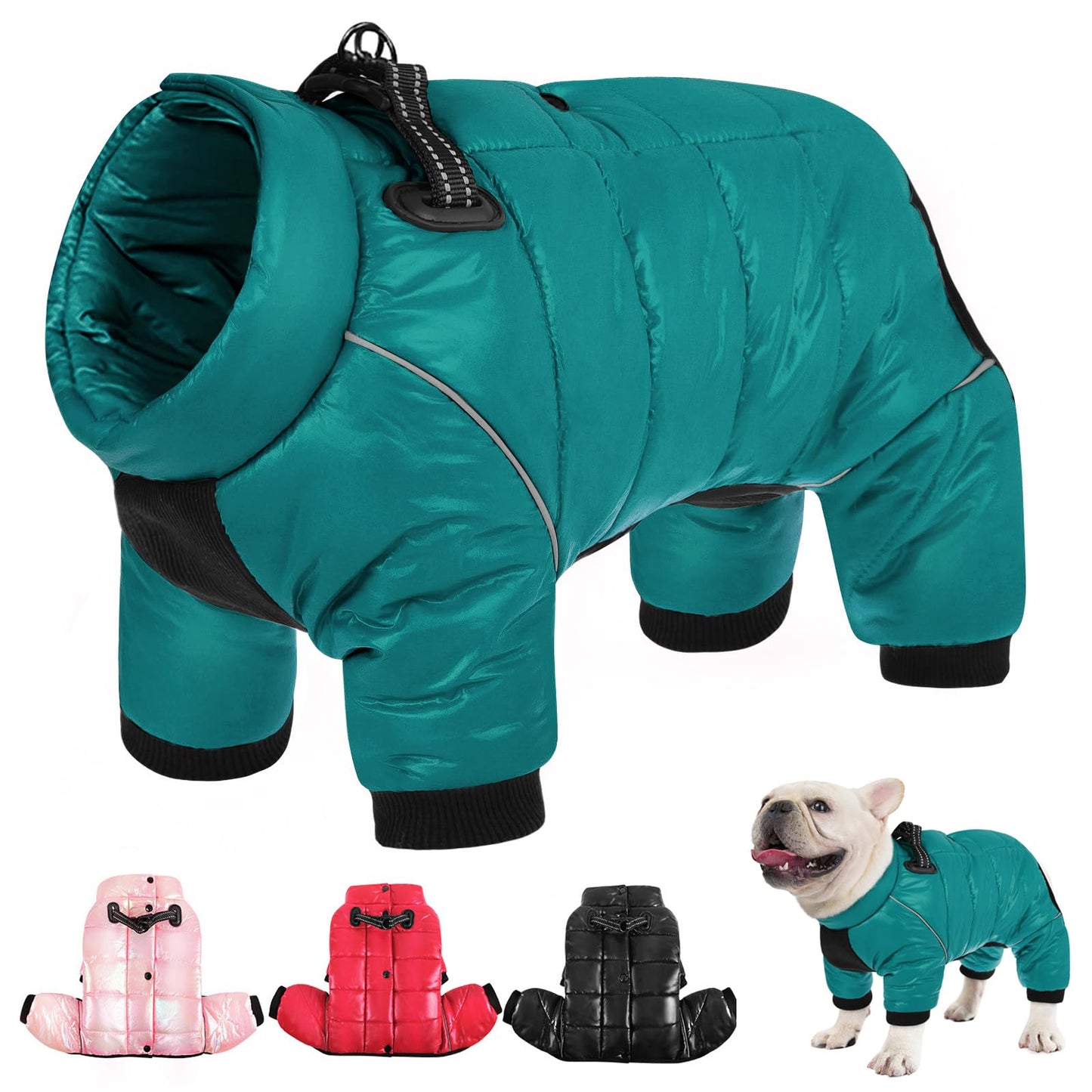 AOFITEE Dog Coat, Waterproof Dogs Jacket for Winter, Warm Fullbody Small Dog Snowsuit, Winter Coat for Small Dogs, Zip Up Pet Puffer Jacket Fleece Vest, Reflective Pet Snow Jackets, Christmas Red Furr-Reel