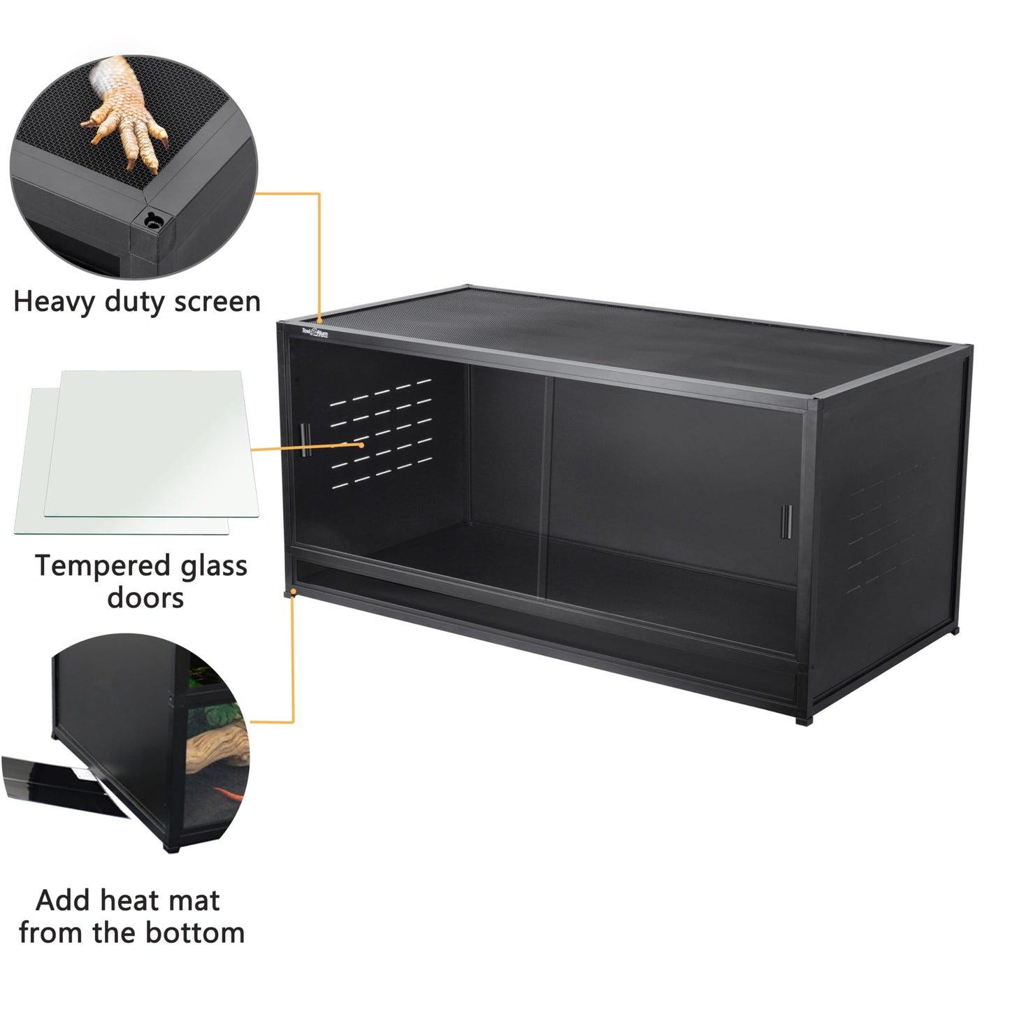 PVC Reptile Enclosure 44''x20''x20'' Stackable ToxiRium Large Reptile Terrarium 76 Gallons for Bearded Dragon Gecko Lizard Snake, Wide Breeding Vivarium Area with Sliding Doors Lock-2pcs with spacers