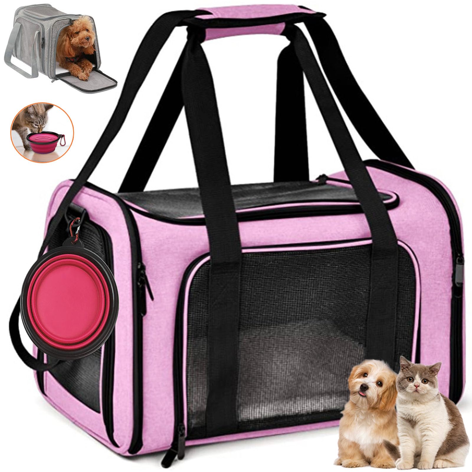 Pet Carrier Airline Approved,Soft Sided Cat Carrier New Upgraded Small Dog Carrier with Lockable Zippers,Breathable Pet Carrier,Dog Carrier for Small Medium Cats Furr-Reel