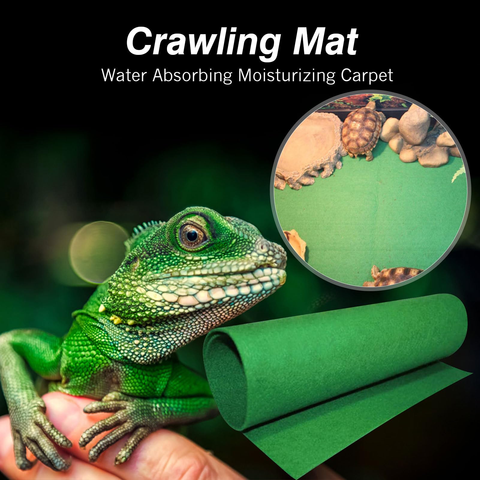 Crawling Pet Carpet, Lizards Reptile Substrate Terrarium, Grass-Like Touch Reptile Carpet - Strong Water Absorption Mat Supplies for Terrarium Bedding Substrate Liner Cuttable Size - Furr-Reel