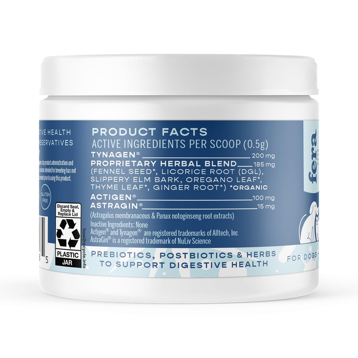 Fera Pets Organic Probiotics for Dogs & Cats - Cat & Dog Probiotic Supplement with 12 Strains & Prebiotics for Your Pet’s Digestion - 60 Scoops