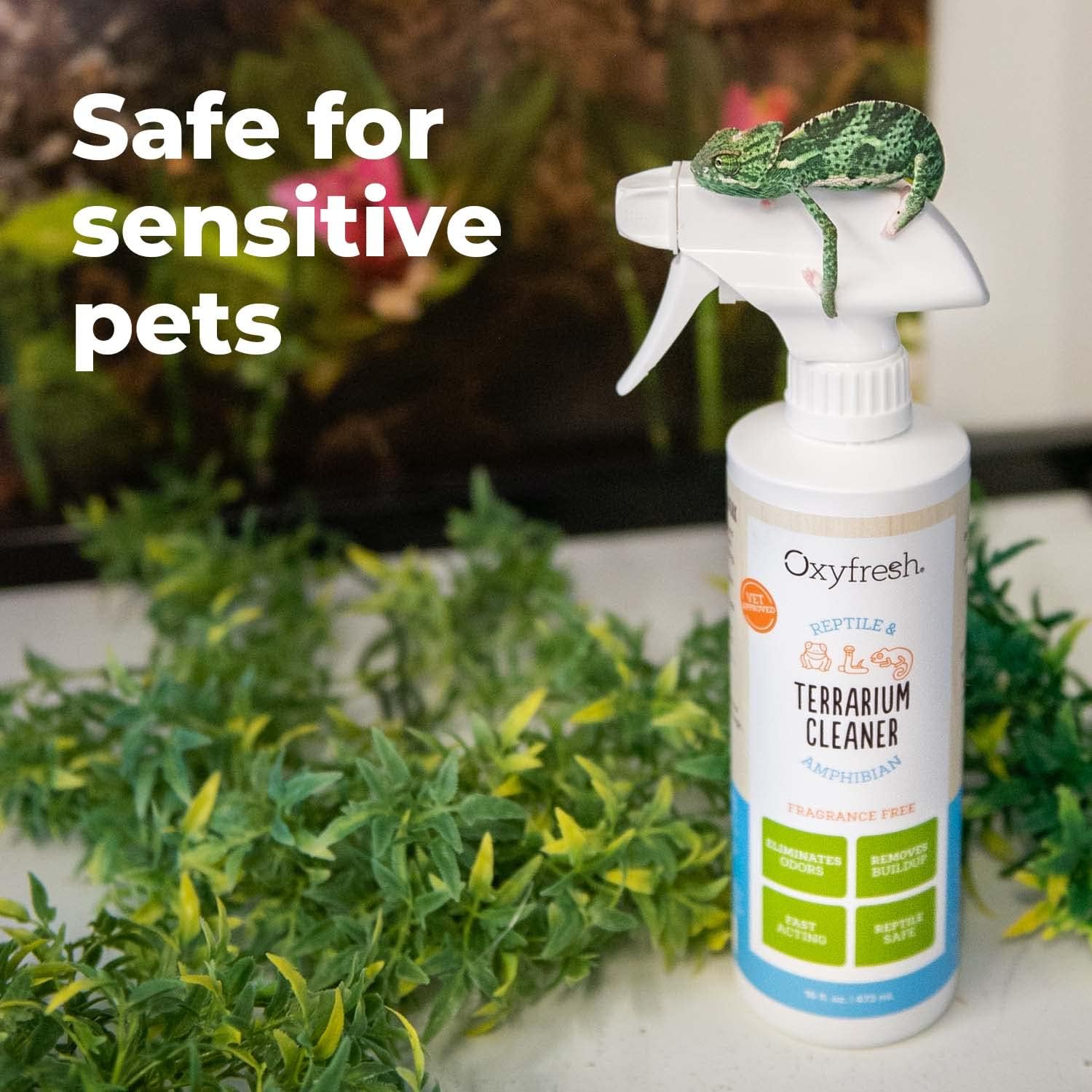 Oxyfresh Premium Terrarium Cleaner – Professional Amphibian & Reptile Terrarium Smell Eliminator – Safe & Quickly Removes Waste & Odors – Streak Free Glass – Bleach Free Furr-Reel